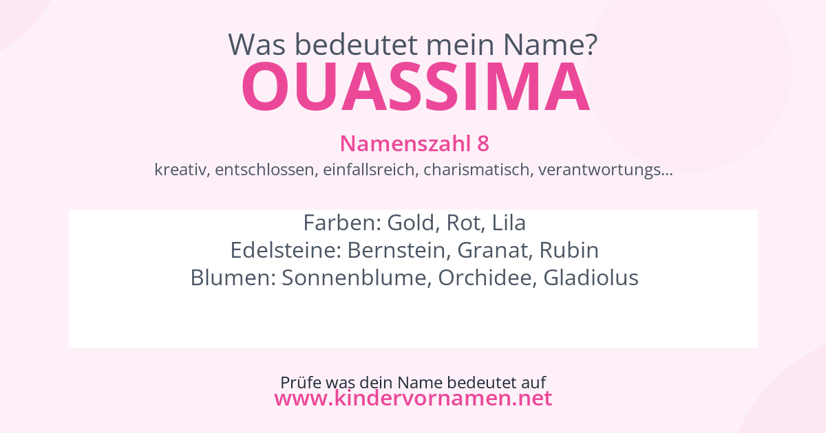 Was bedeutet der Name Ouassima?