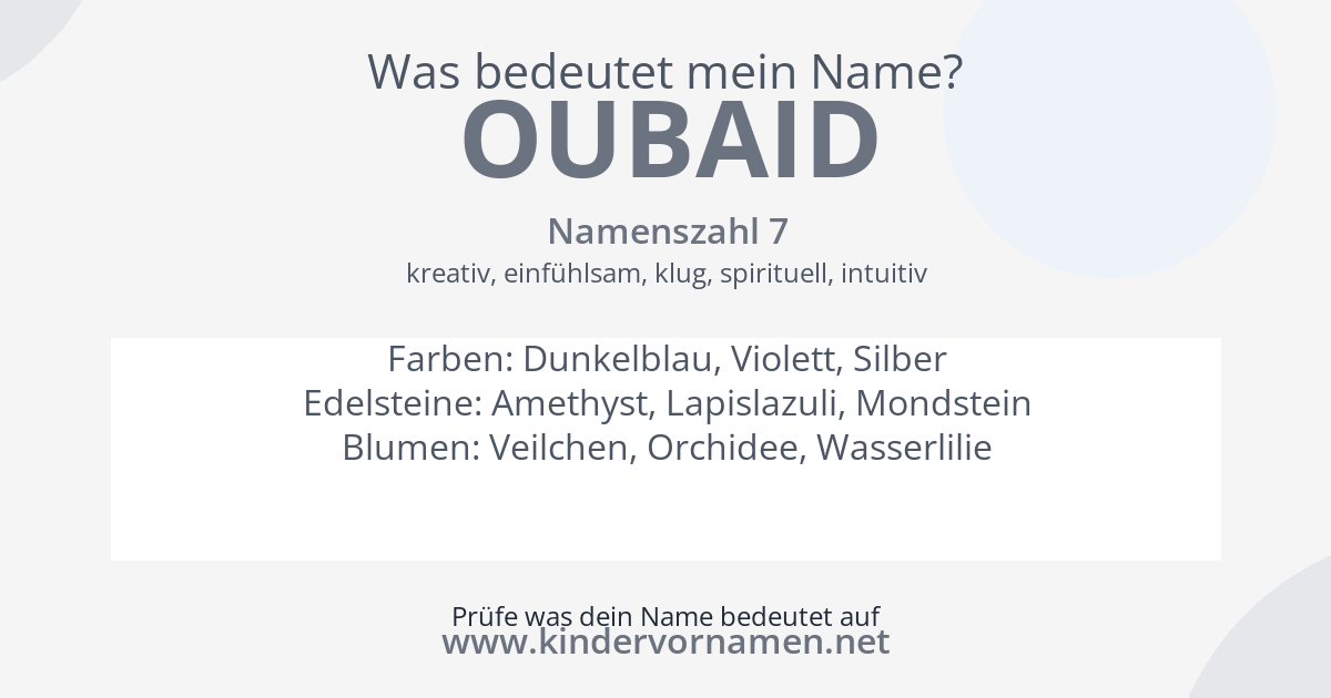 Was bedeutet der Name Oubaid?