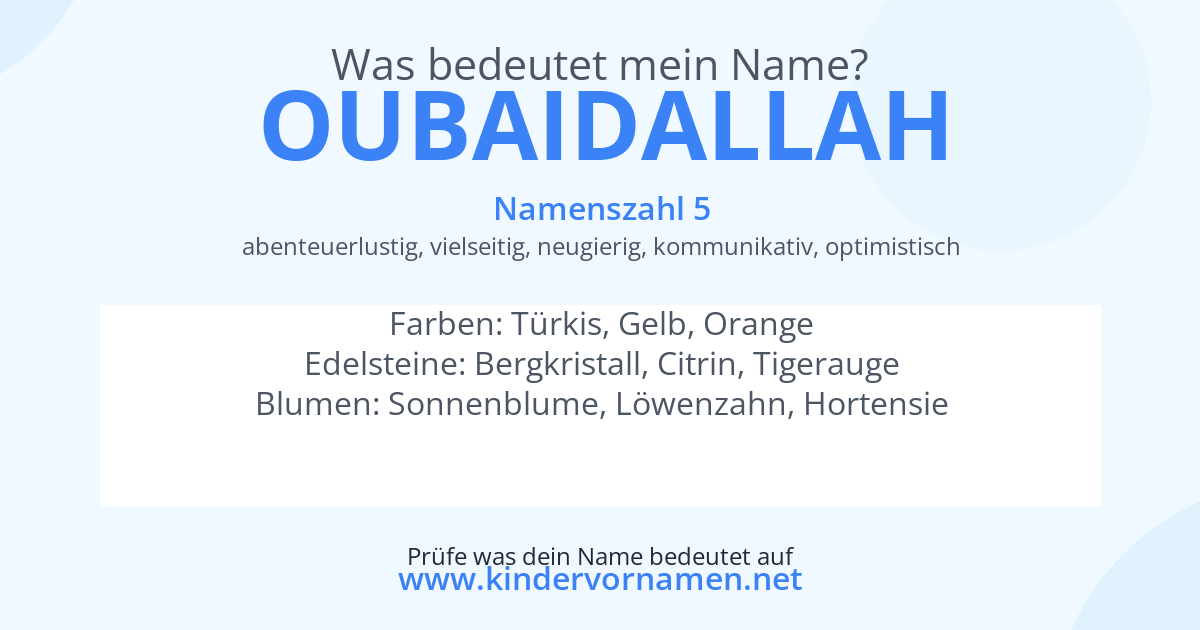 Was bedeutet der Name Oubaidallah?