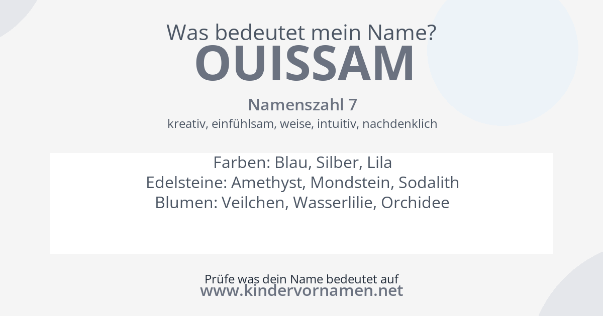 Was bedeutet der Name Ouissam?