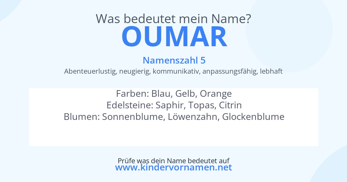Was bedeutet der Name Oumar?