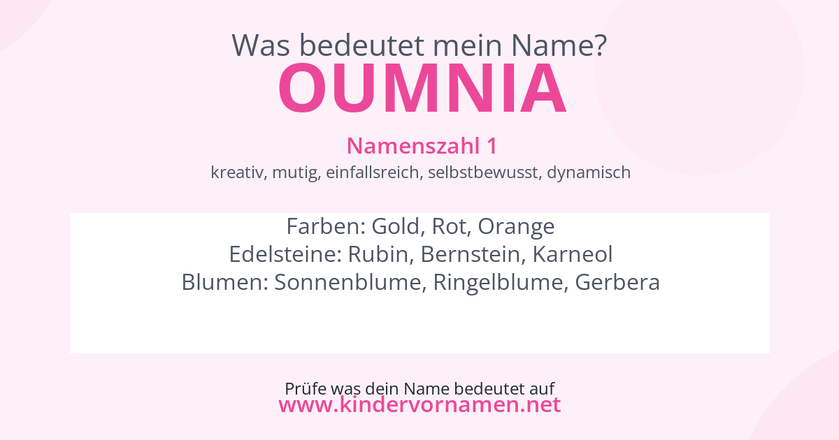 Was bedeutet der Name Oumnia?