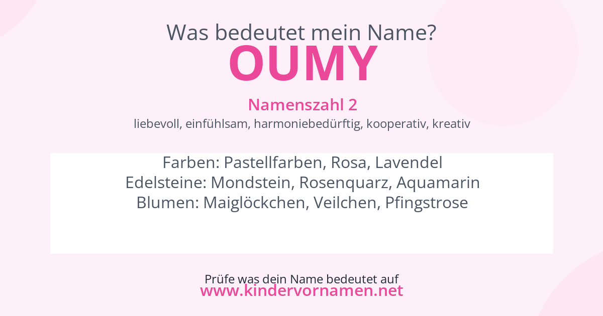 Was bedeutet der Name Oumy?