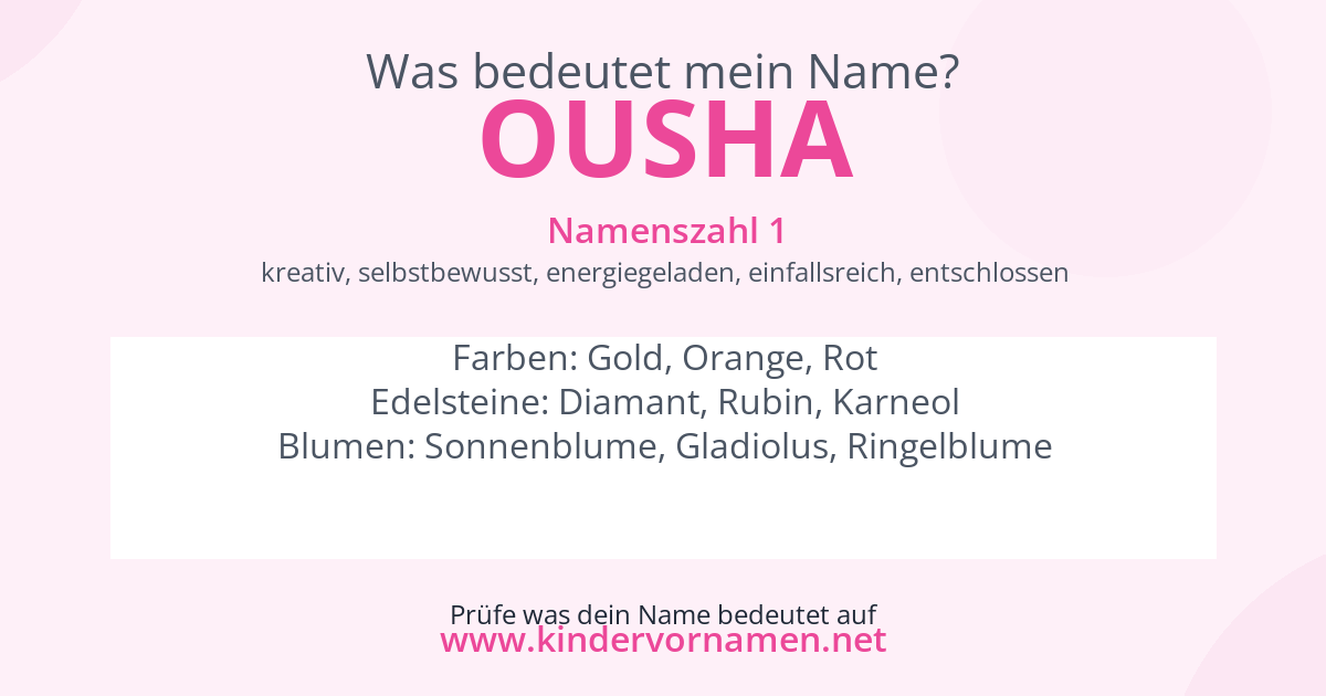 Was bedeutet der Name Ousha?