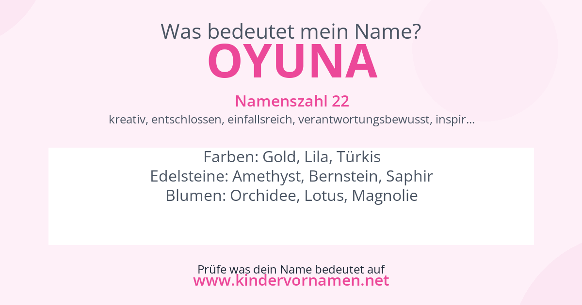 Was bedeutet der Name Oyuna?