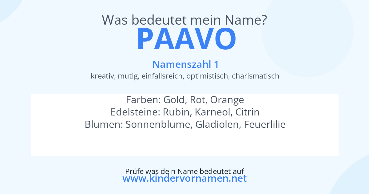Was bedeutet der Name Paavo?