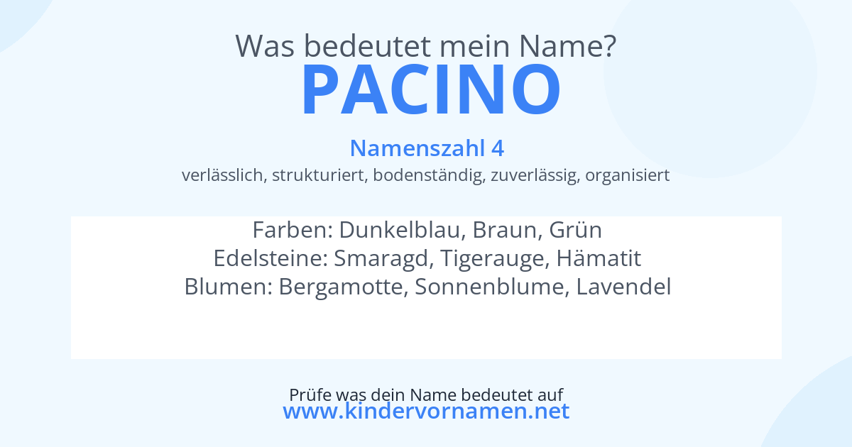 Was bedeutet der Name Pacino?