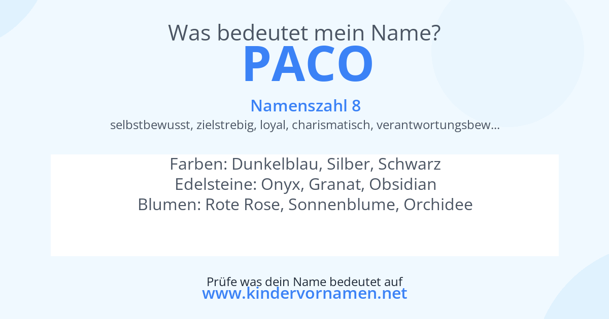 Was bedeutet der Name Paco?