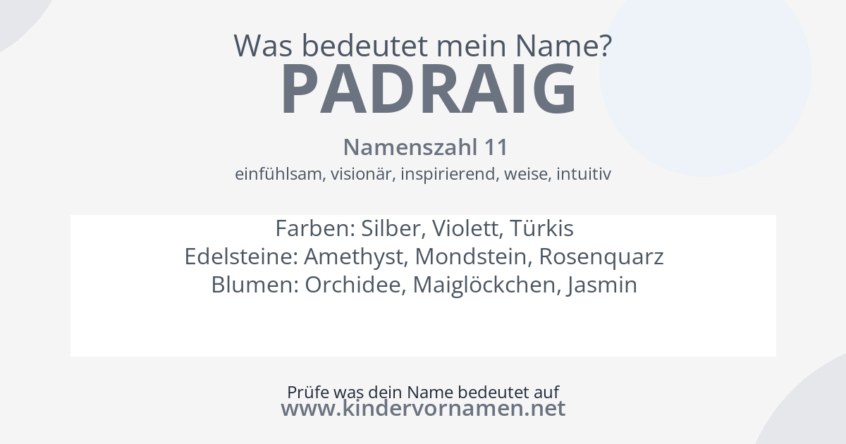 Was bedeutet der Name Padraig?