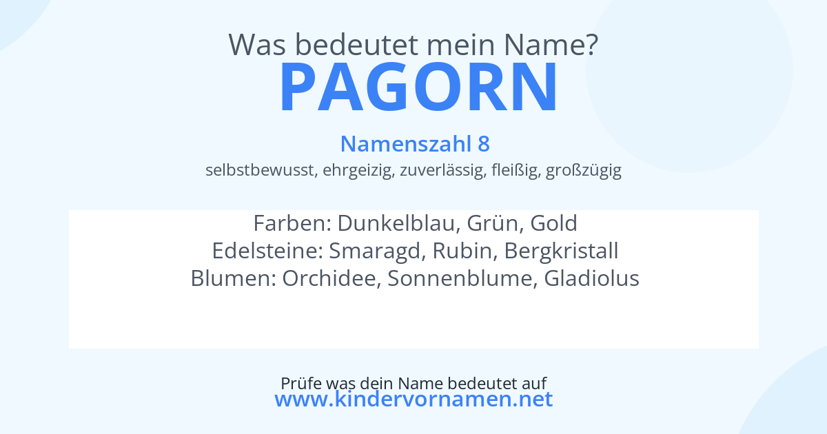Was bedeutet der Name Pagorn?