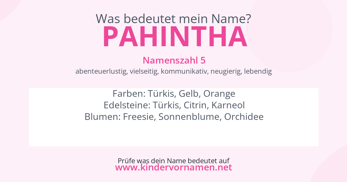 Was bedeutet der Name Pahintha?