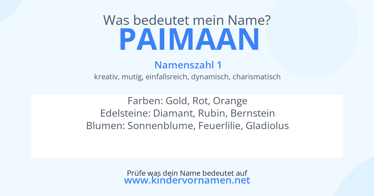 Was bedeutet der Name Paimaan?