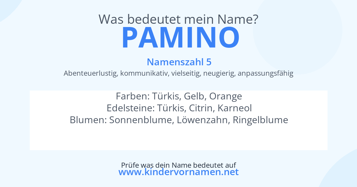 Was bedeutet der Name Pamino?