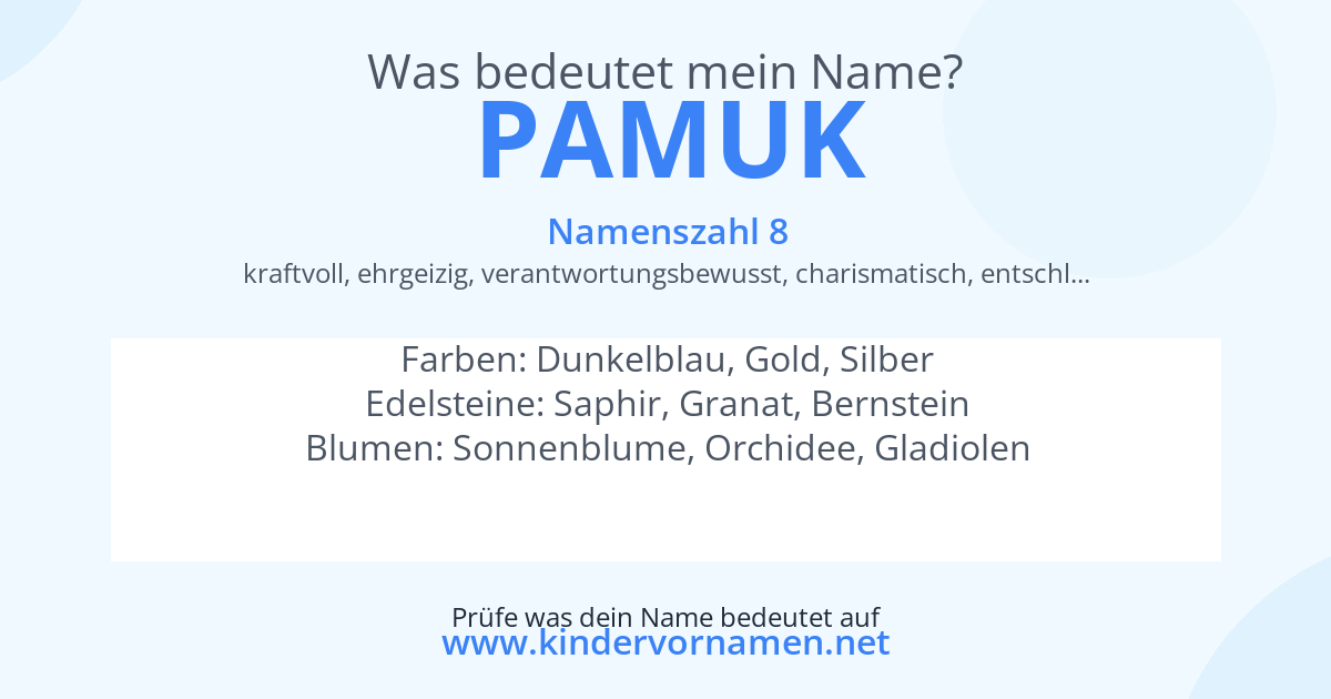 Was bedeutet der Name Pamuk?