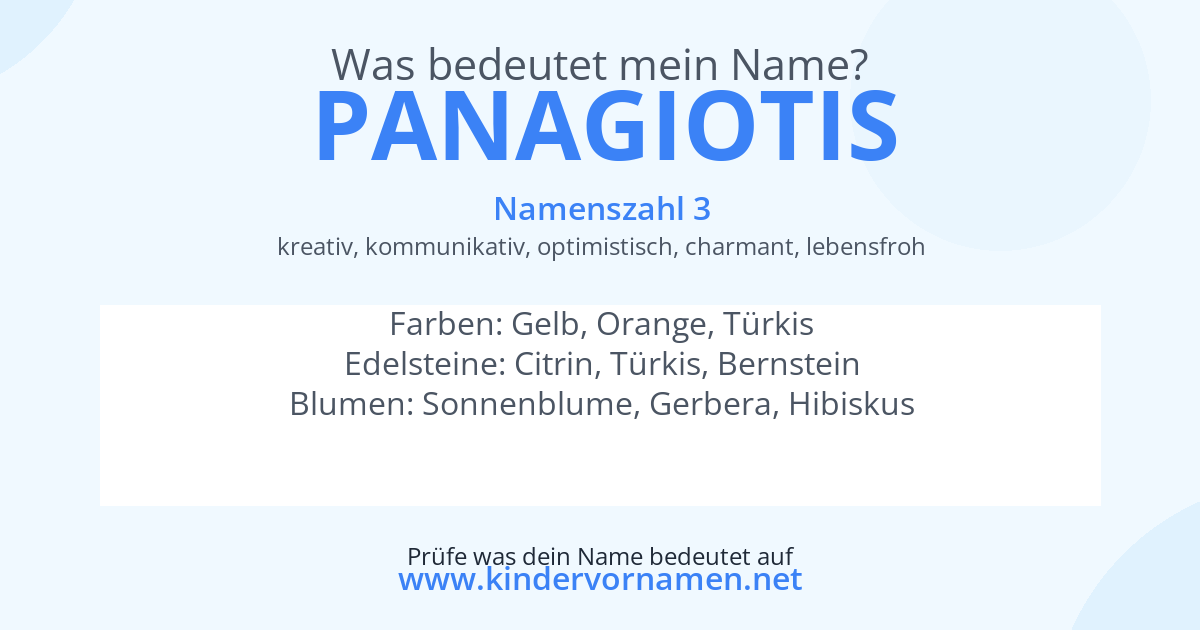 Was bedeutet der Name Panagiotis?
