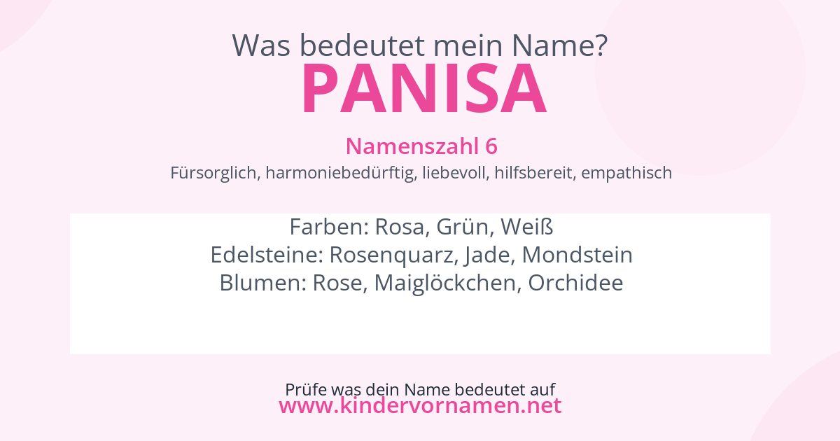 Was bedeutet der Name Panisa?