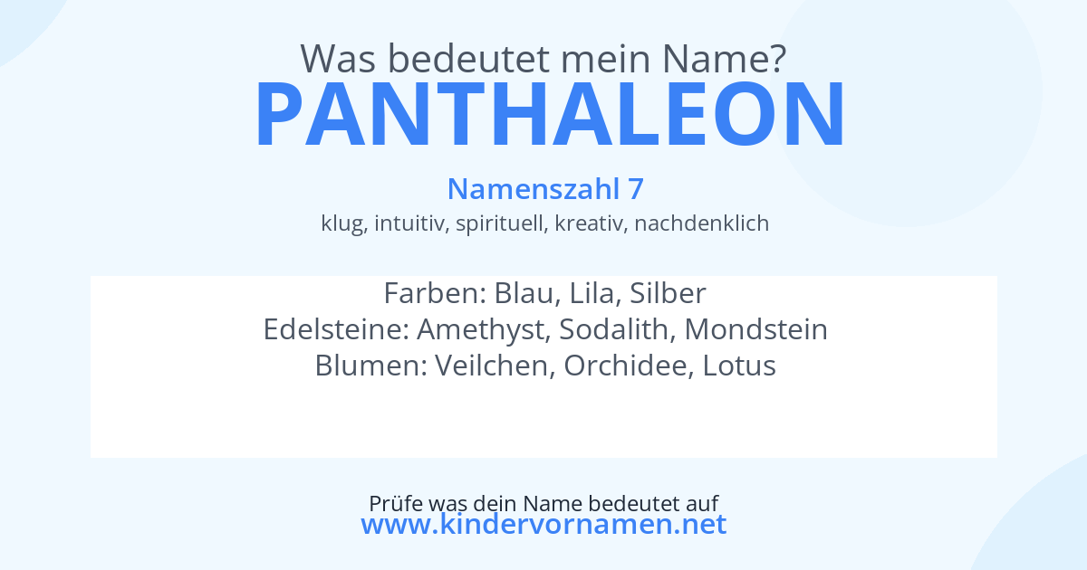 Was bedeutet der Name Panthaleon?