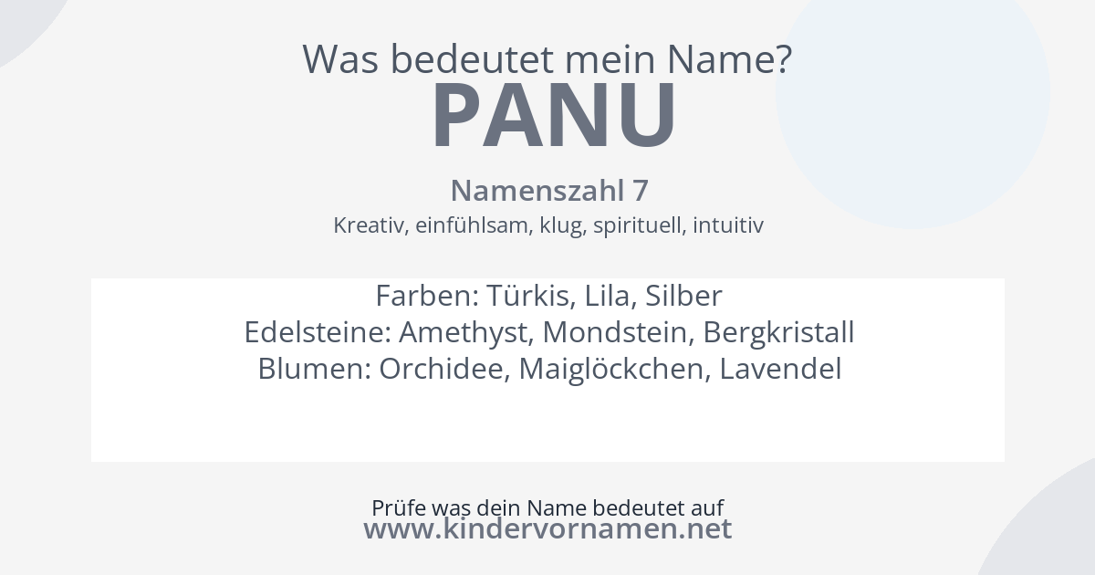 Was bedeutet der Name Panu?