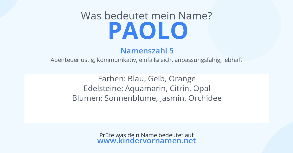 Was bedeutet der Name Paolo?