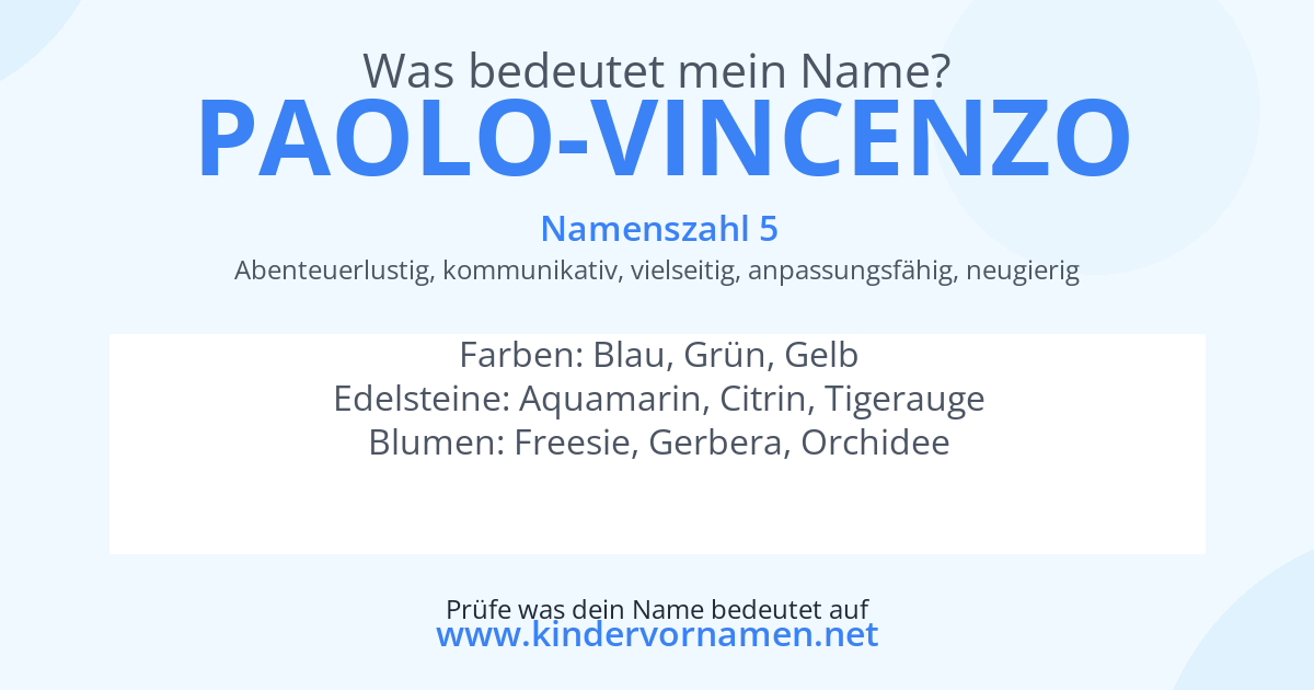 Was bedeutet der Name Paolo-Vincenzo?