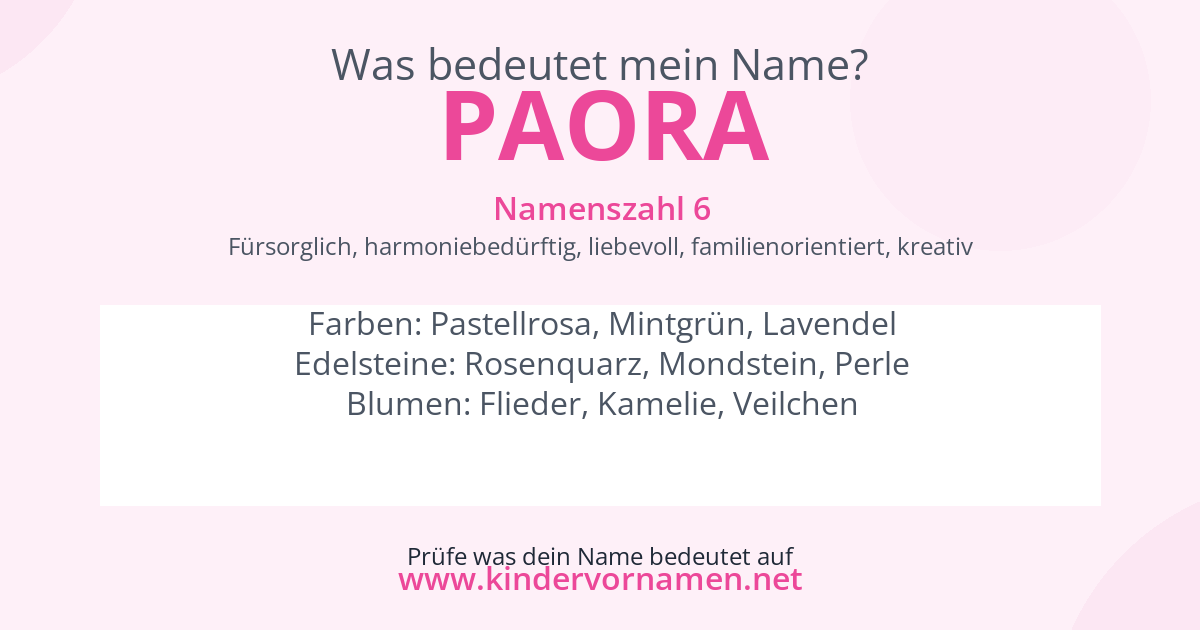 Was bedeutet der Name Paora?