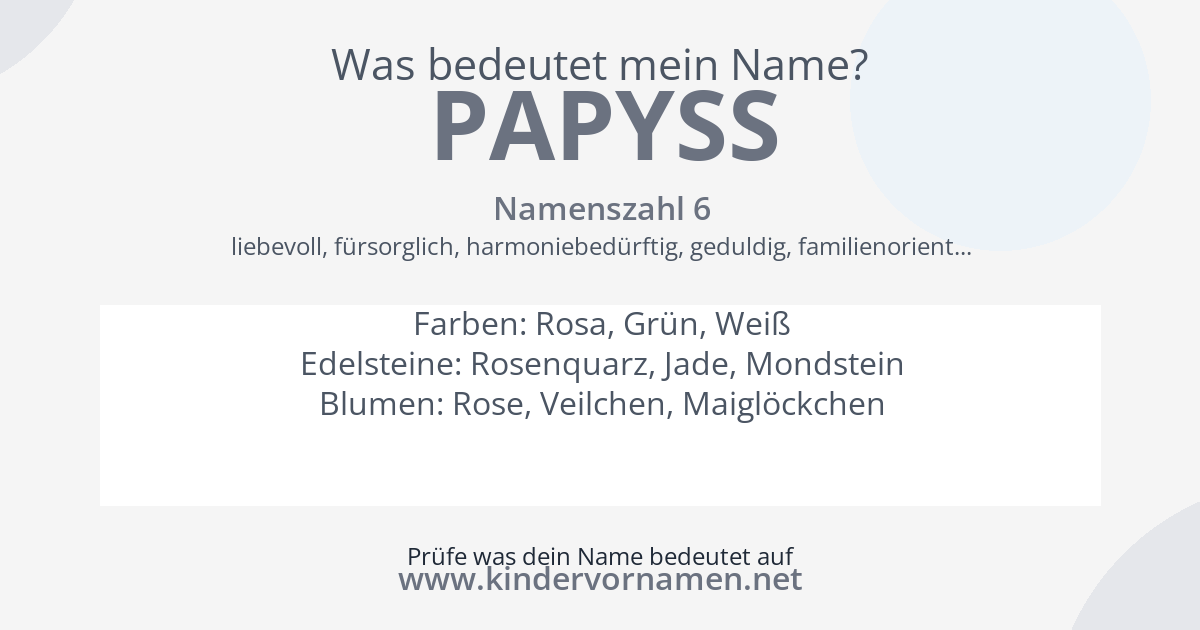 Was bedeutet der Name Papyss?