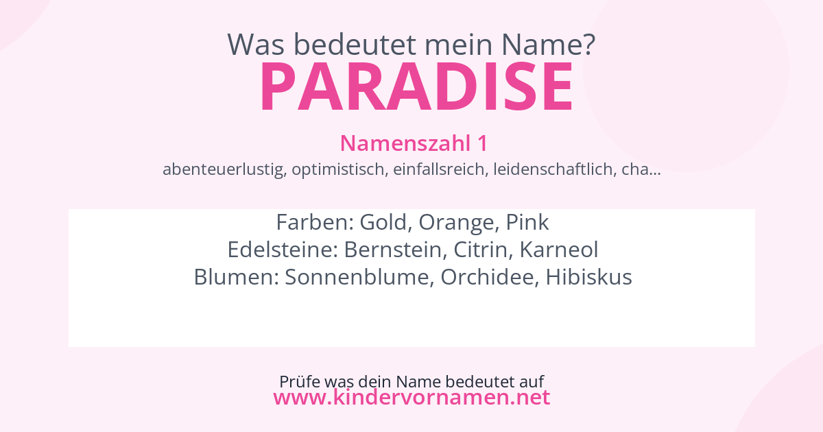 Was bedeutet der Name Paradise?