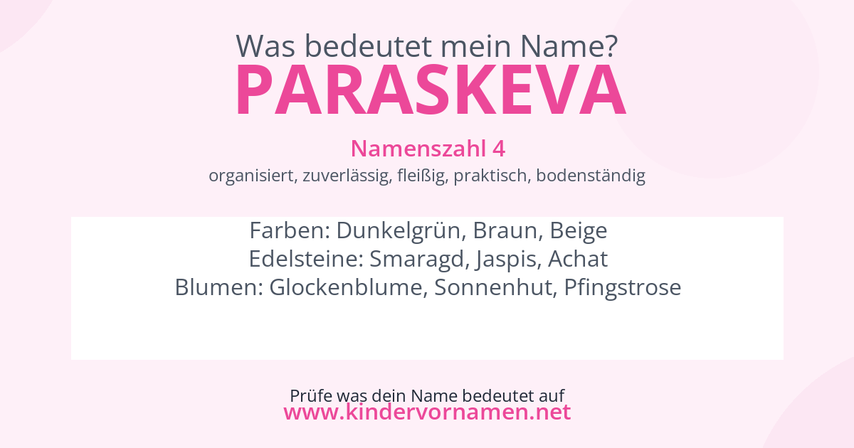 Was bedeutet der Name Paraskeva?