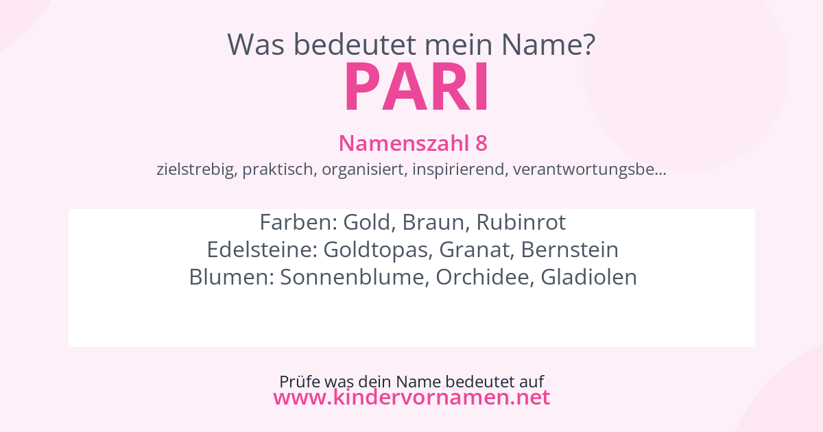 Was bedeutet der Name Pari?