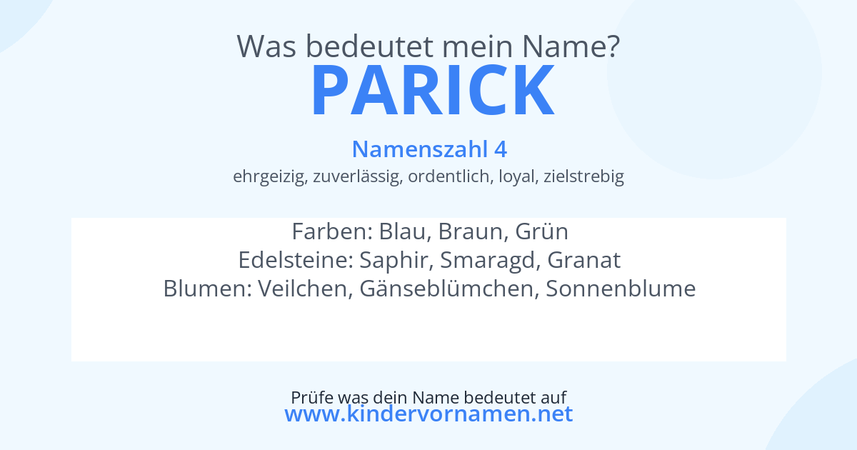 Was bedeutet der Name Parick?