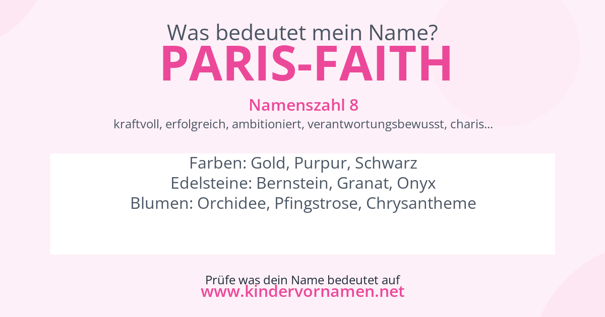 Was bedeutet der Name Paris-Faith?