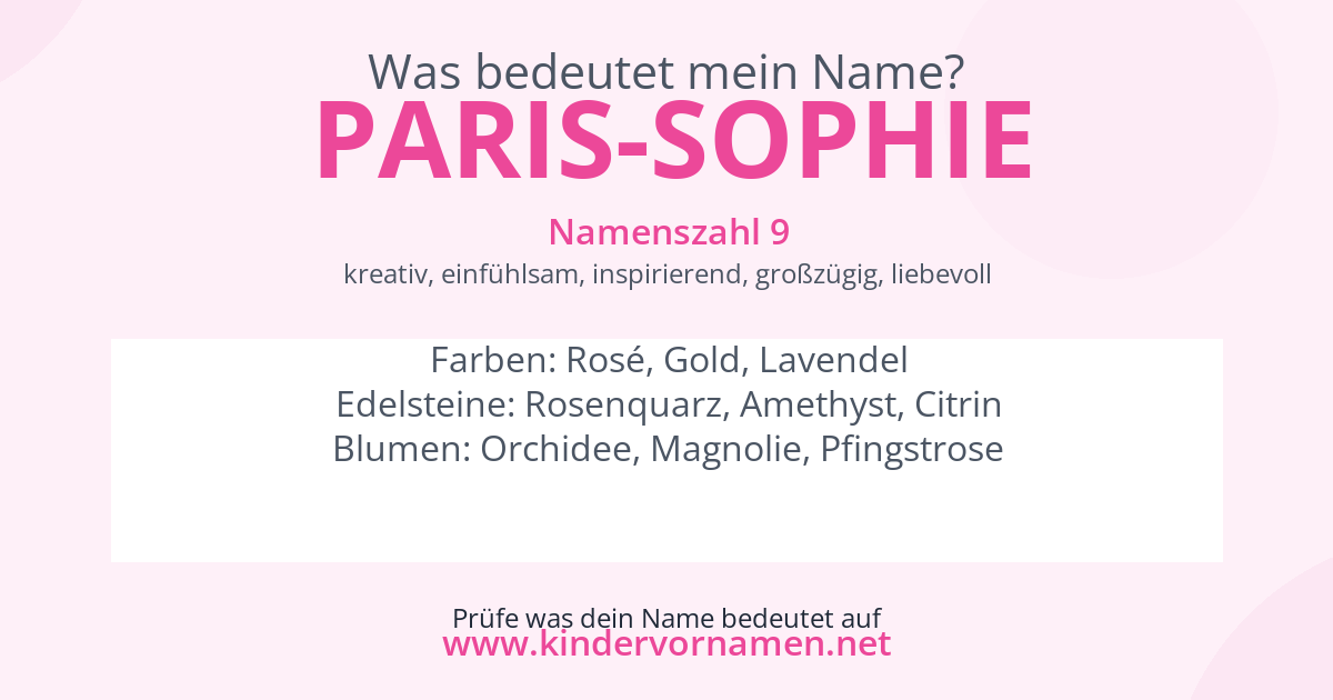 Was bedeutet der Name Paris-Sophie?