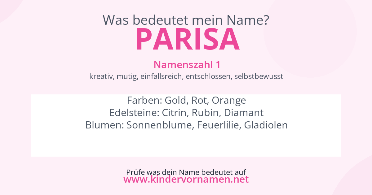 Was bedeutet der Name Parisa?