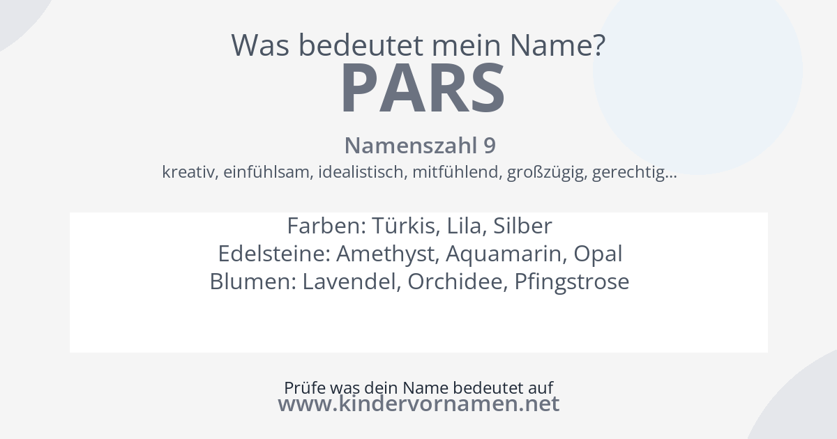 Was bedeutet der Name Pars?