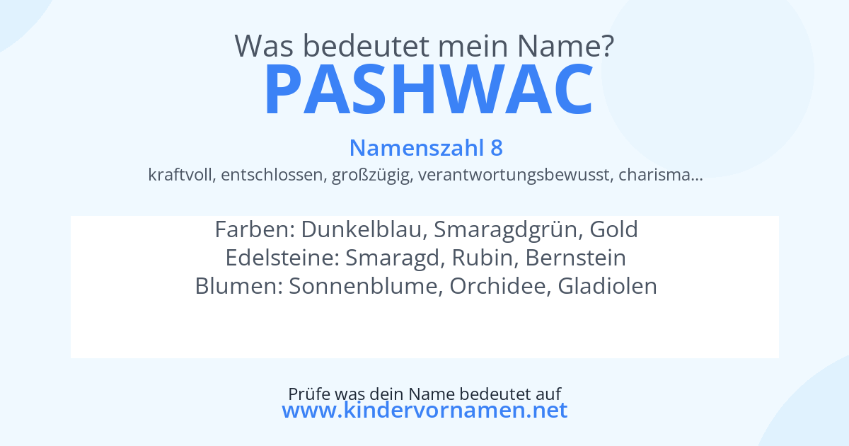 Was bedeutet der Name Pashwac?