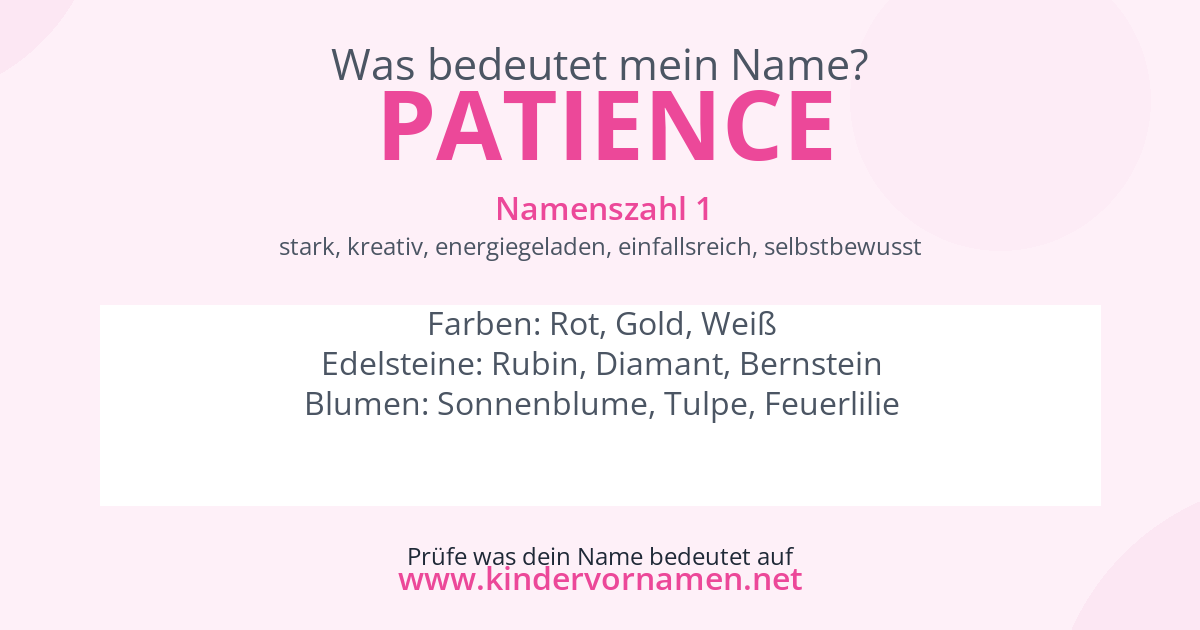 Was bedeutet der Name Patience?