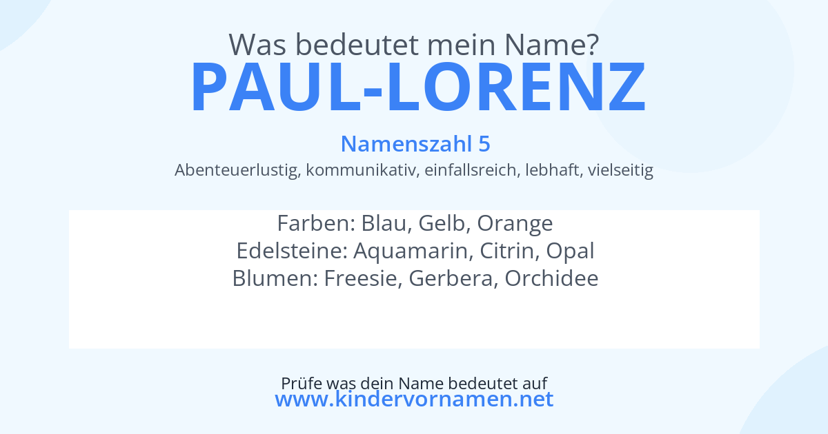 Was bedeutet der Name Paul-Lorenz?
