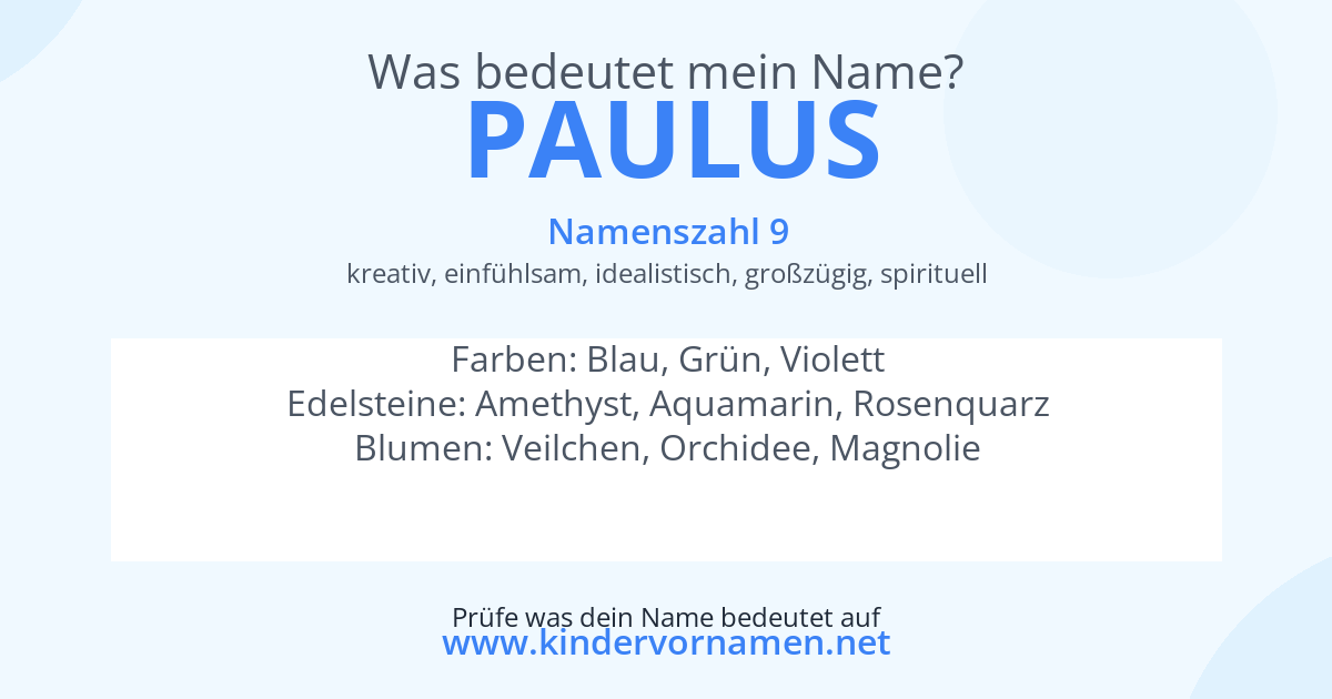 Was bedeutet der Name Paulus?