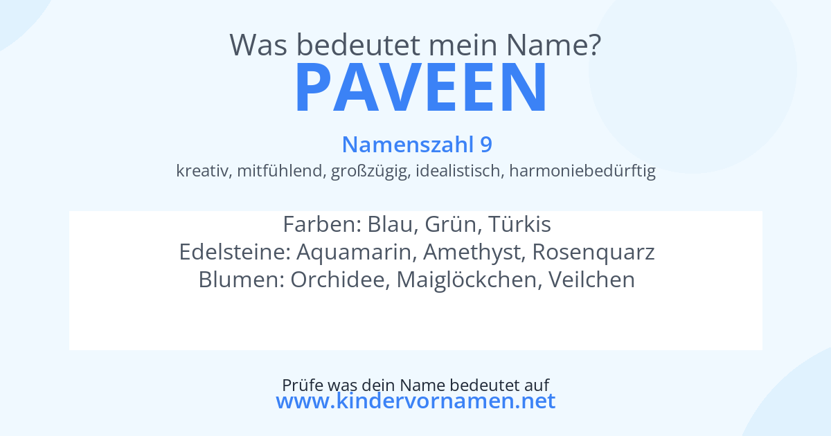 Was bedeutet der Name Paveen?