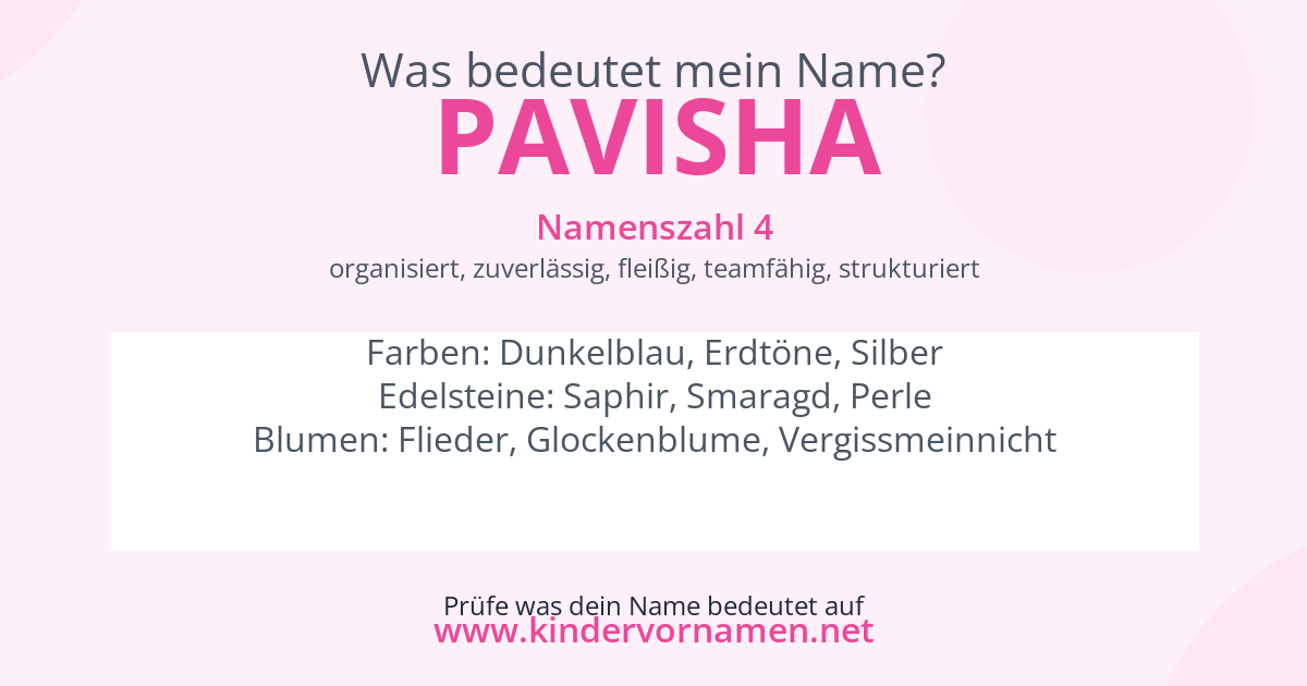 Was bedeutet der Name Pavisha?