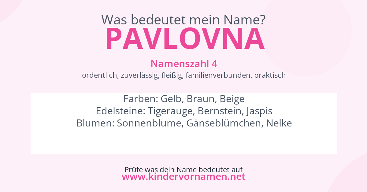 Was bedeutet der Name Pavlovna?