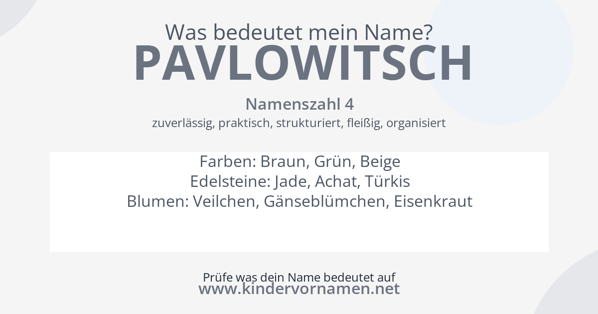 Was bedeutet der Name Pavlowitsch?