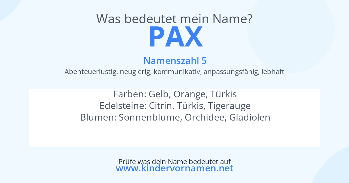 Was bedeutet der Name Pax?
