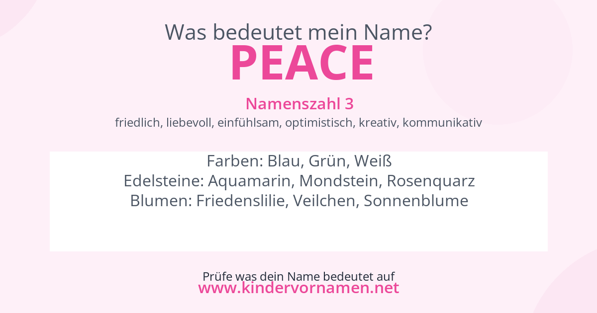 Was bedeutet der Name Peace?