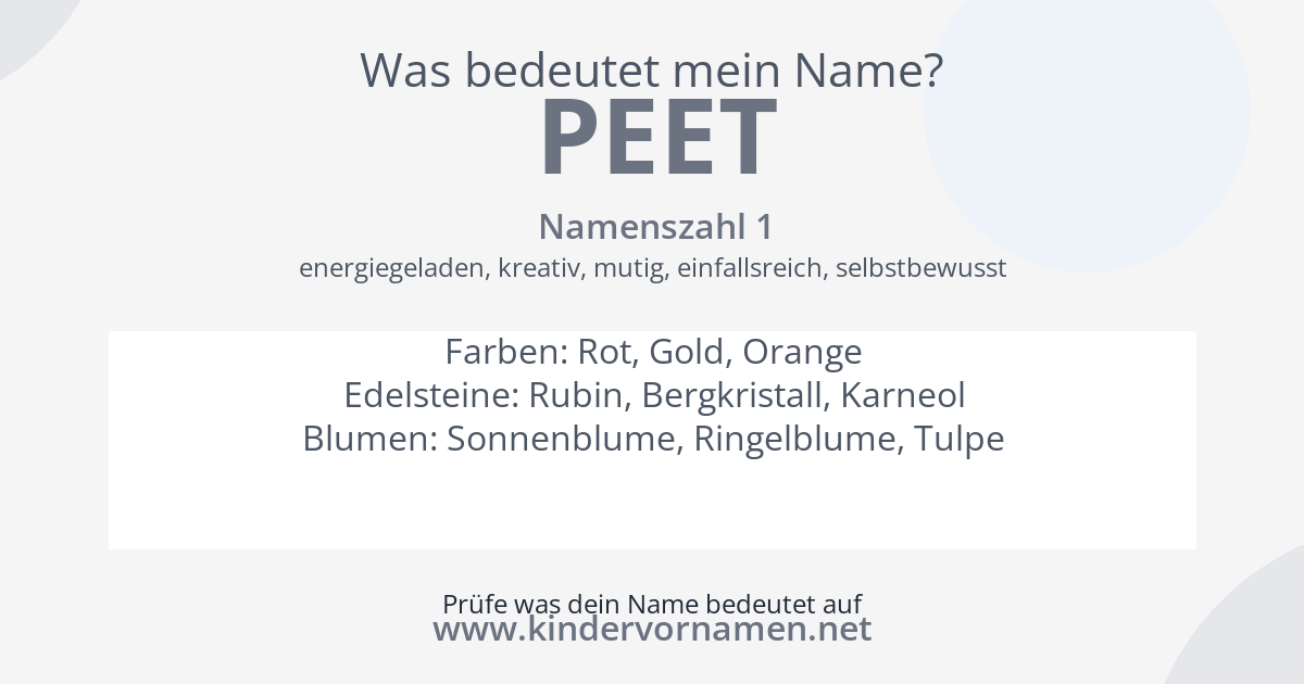 Was bedeutet der Name Peet?