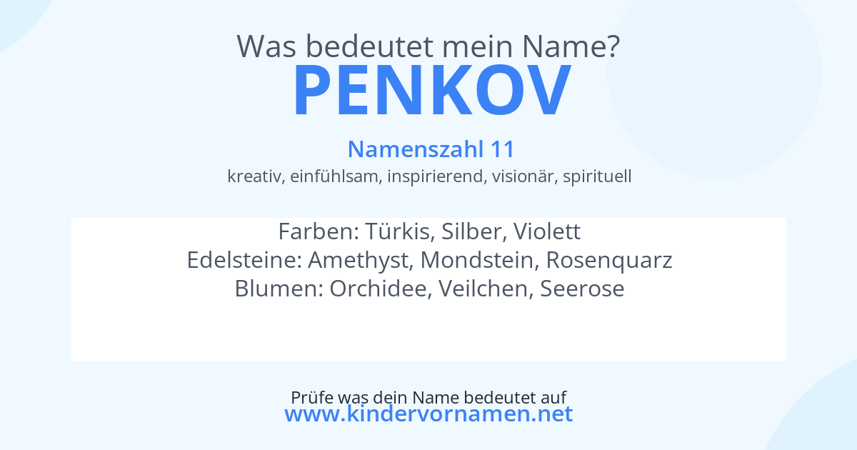 Was bedeutet der Name Penkov?