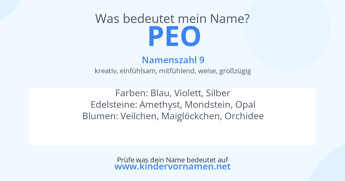 Was bedeutet der Name Peo?