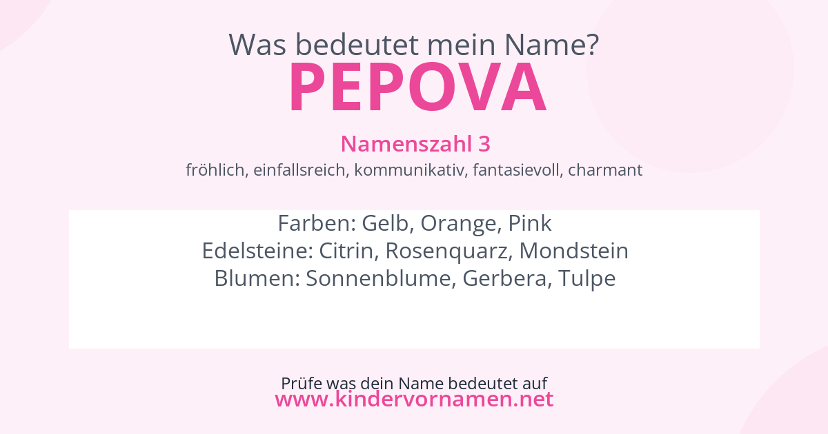 Was bedeutet der Name Pepova?