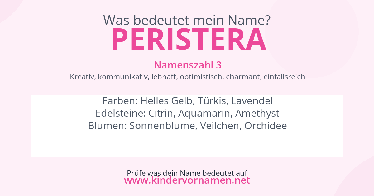 Was bedeutet der Name Peristera?