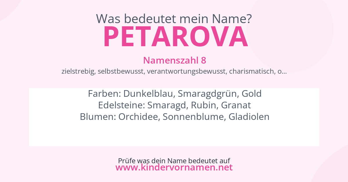 Was bedeutet der Name Petarova?